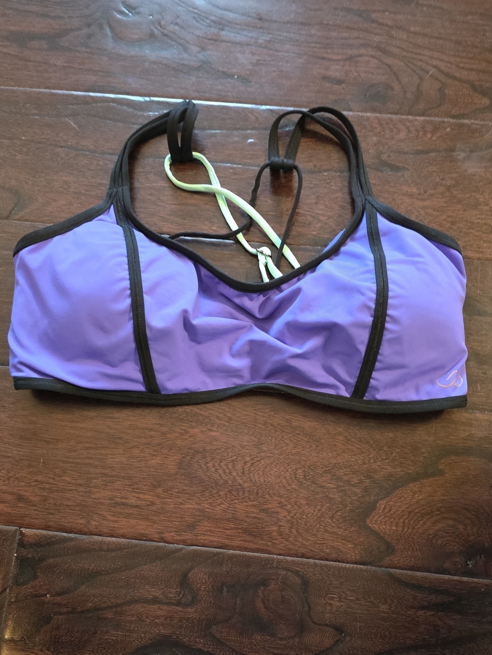 CALIA by Carrie Underwood Purple Bikini Top with Black Trim and Teal Accent